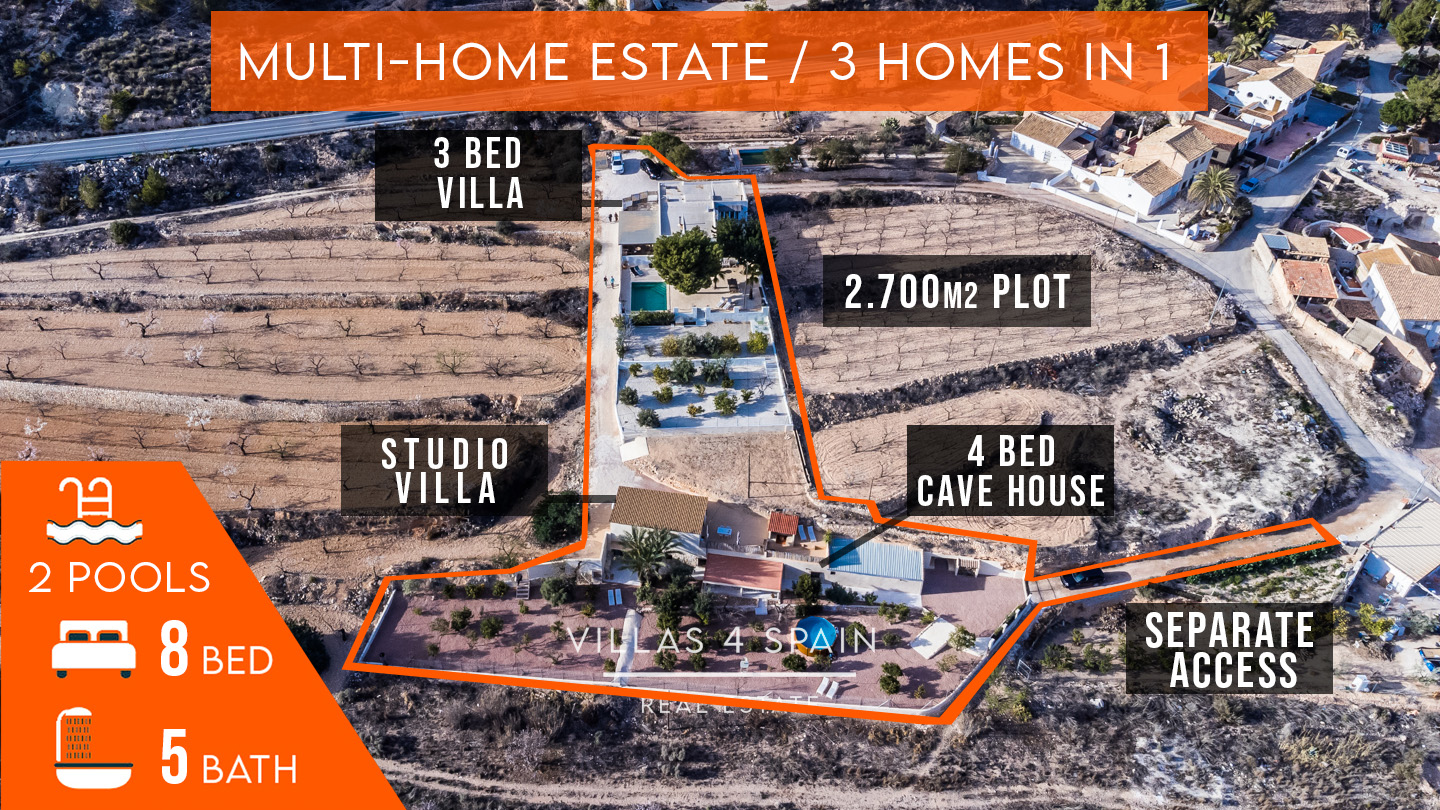 Resale - 8/9 Bed 5 Bath Multi-Home Estate with 2 Pools in La Romana Alicante - Ctra. Algueña - Alicante Resale - 8/9 Bed 5 Bath Multi-Home Estate with 2 Pools in La Romana Alicante - Ctra. Algueña - Alicante