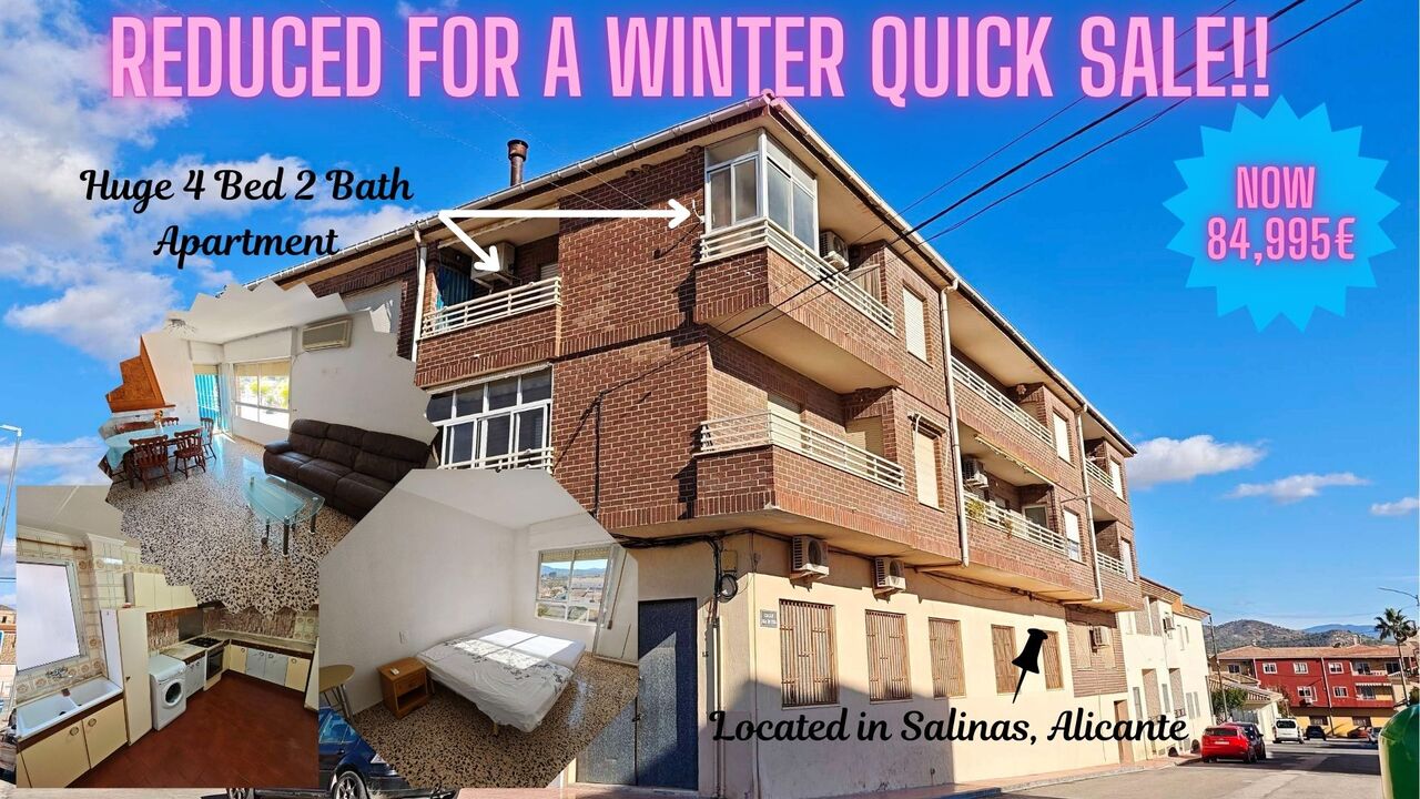 Resale - 4 Bedroom 2 Bathroom Apartment in Salinas - , Salinas, Alicante, Spain - Alicante